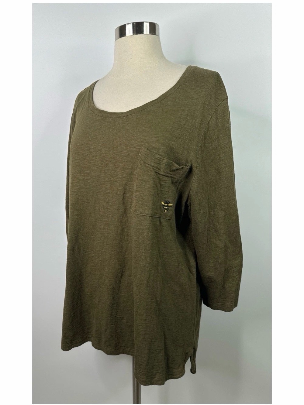 Chico’s the Ultimate Tee Women’s Olive Green Scoop Neck Long Sleeve